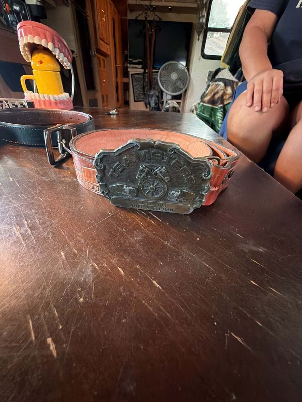 Teamsters Local 404 John J. Meehan Leather Belt Buckle
